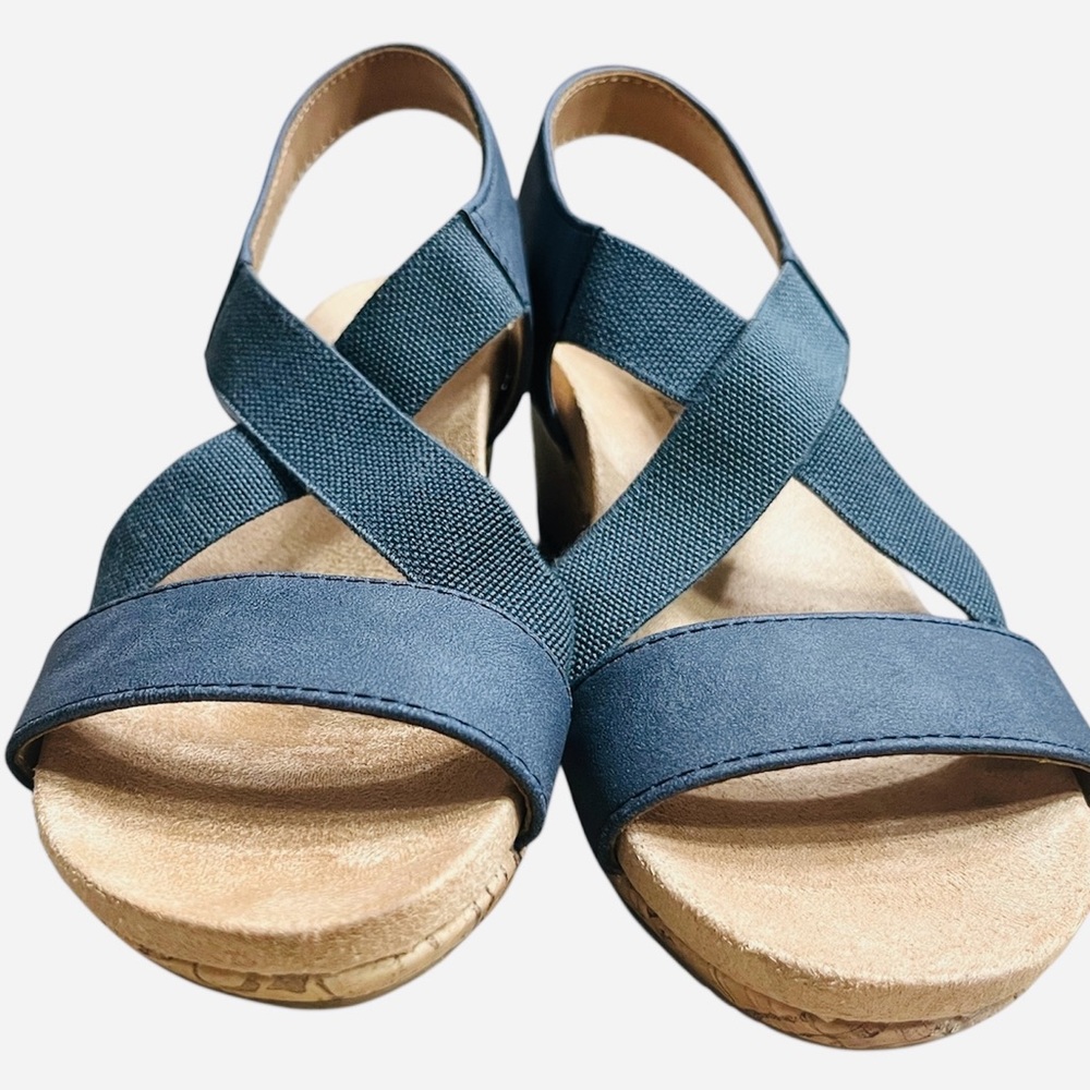 Life Stride Navy Blue Crisscross Slingback Sandals